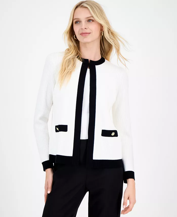 Women's Waffle-Knit Kissing-Front Jacket, Regular & Petite - thumbnail 10