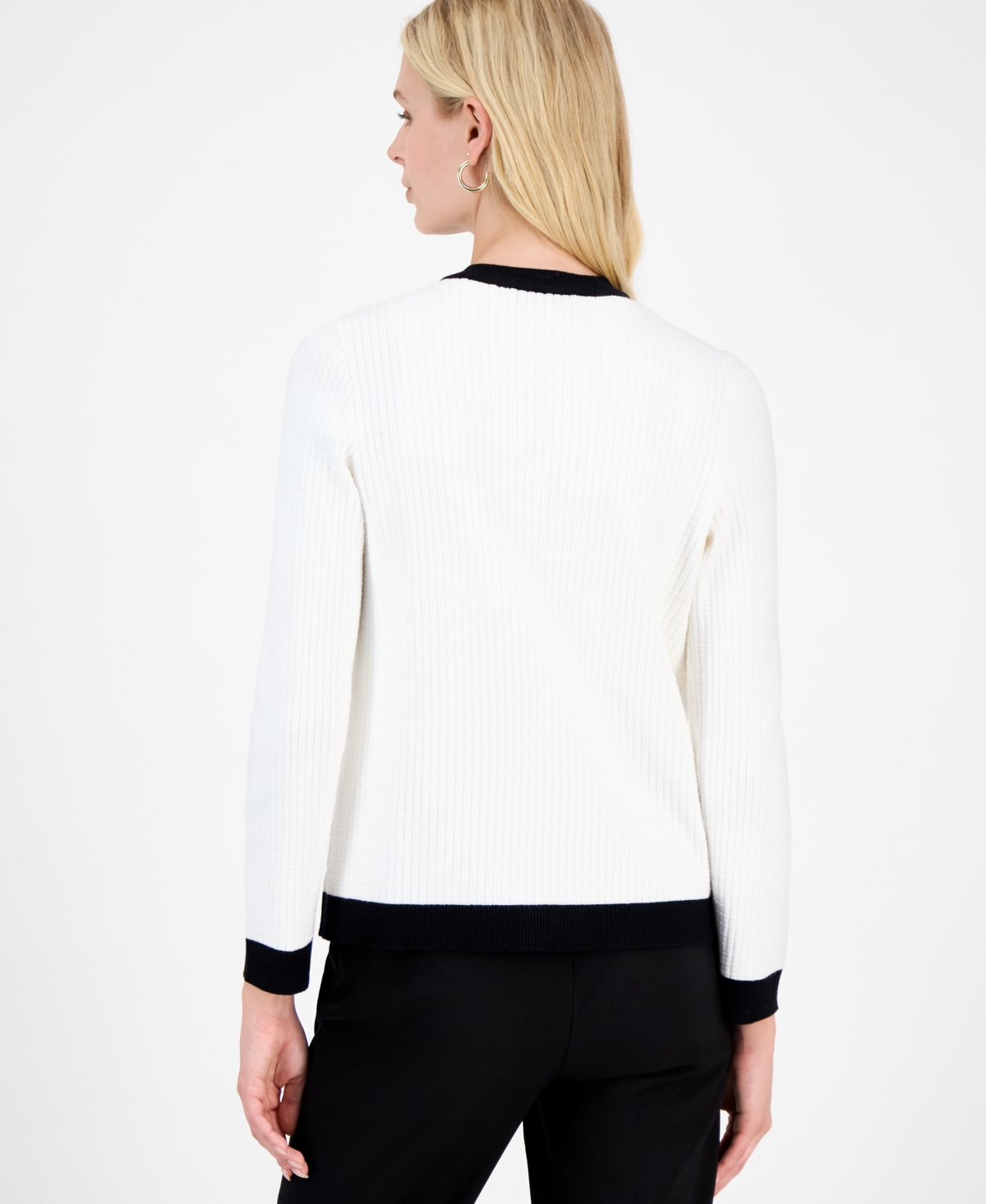 Kasper Women's Waffle-knit Kissing-front Jacket In White