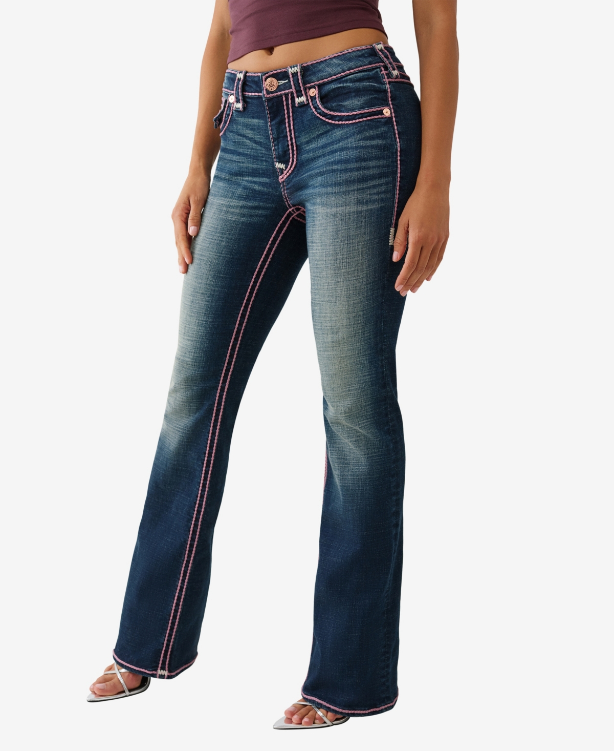 True Religion Women's Becca Bootcut Rope Stitch Flap Jeans In Blue
