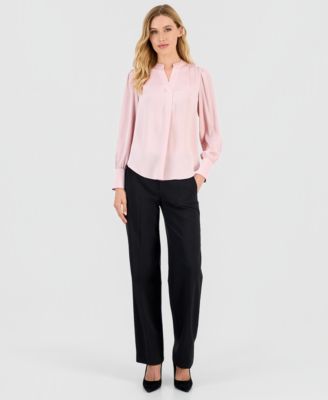 Women's Textured Satin V-Neck Blouse