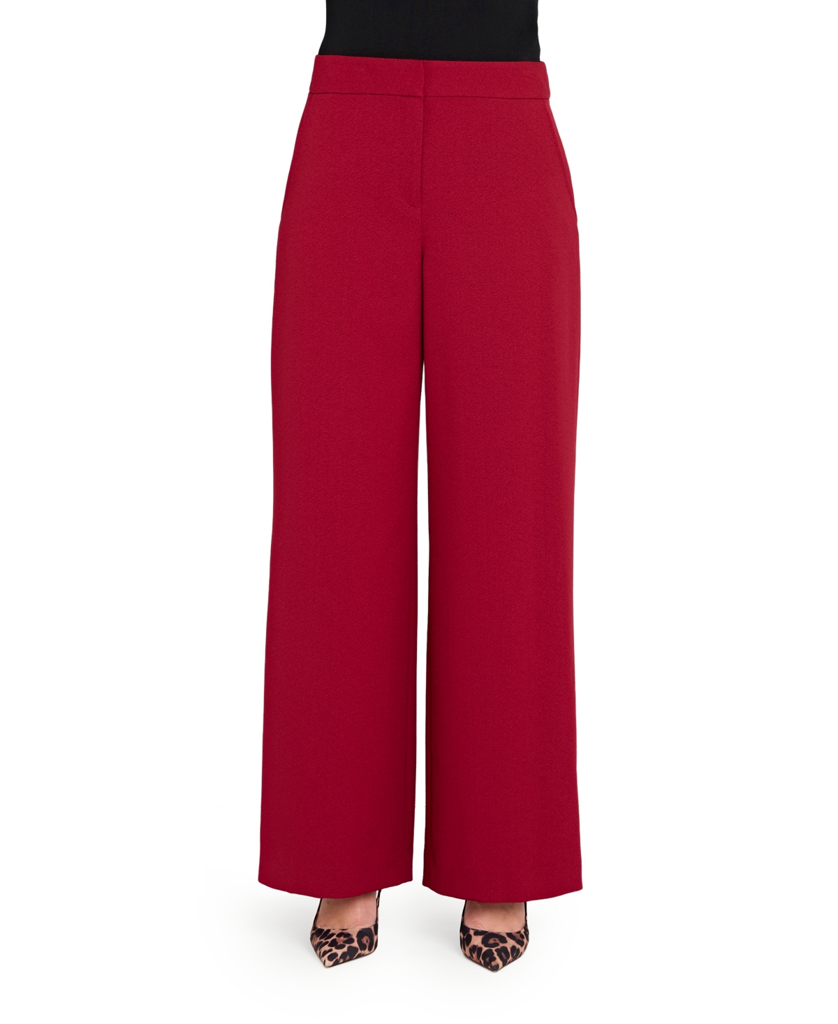 Tahari Asl Plus Size Mid-rise Wide-leg Pants In Purple