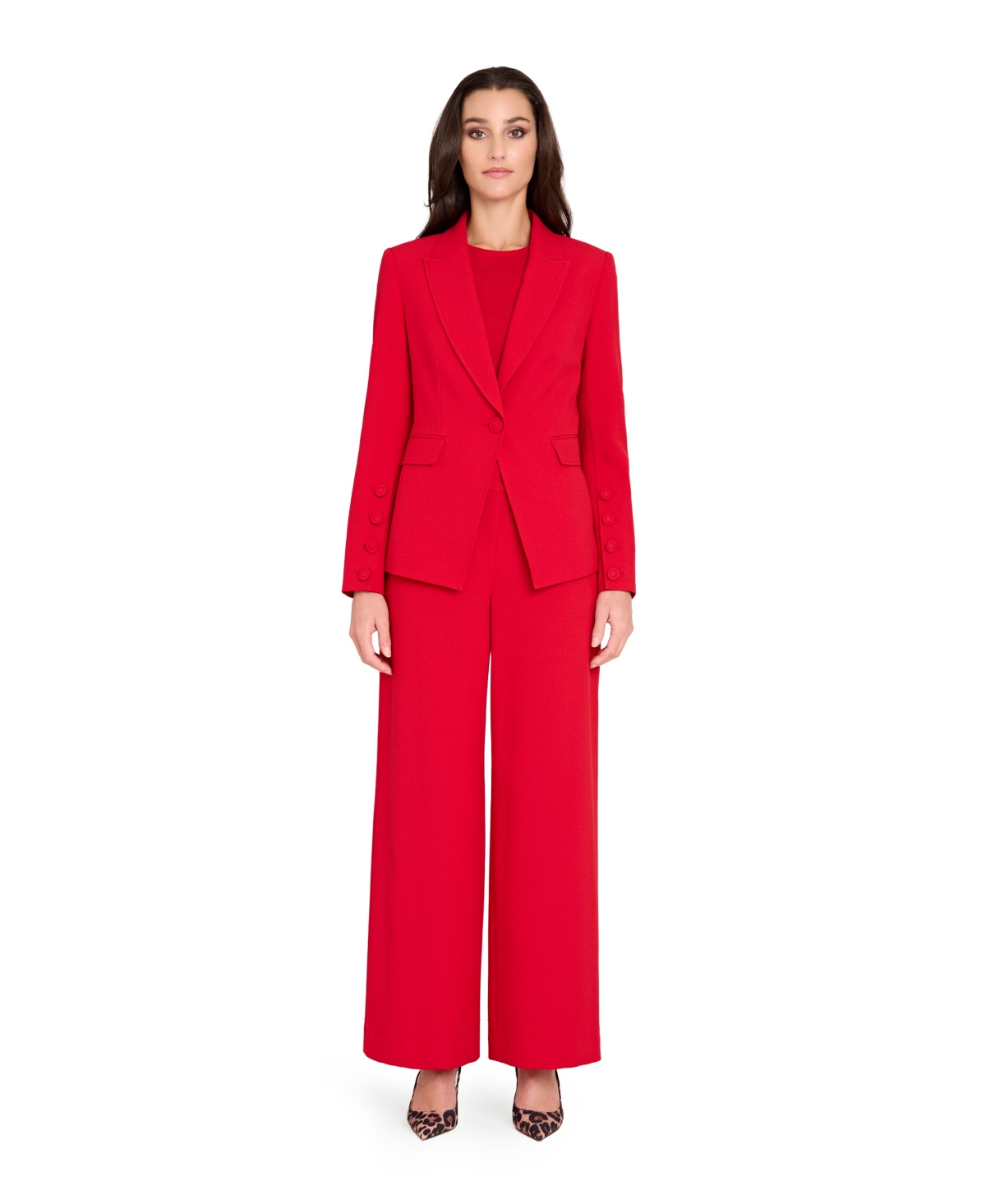 Tahari Asl Wide Leg Pants In Red
