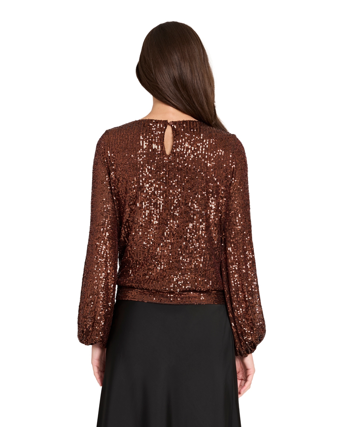 Tahari Asl Sequin Top In Brown