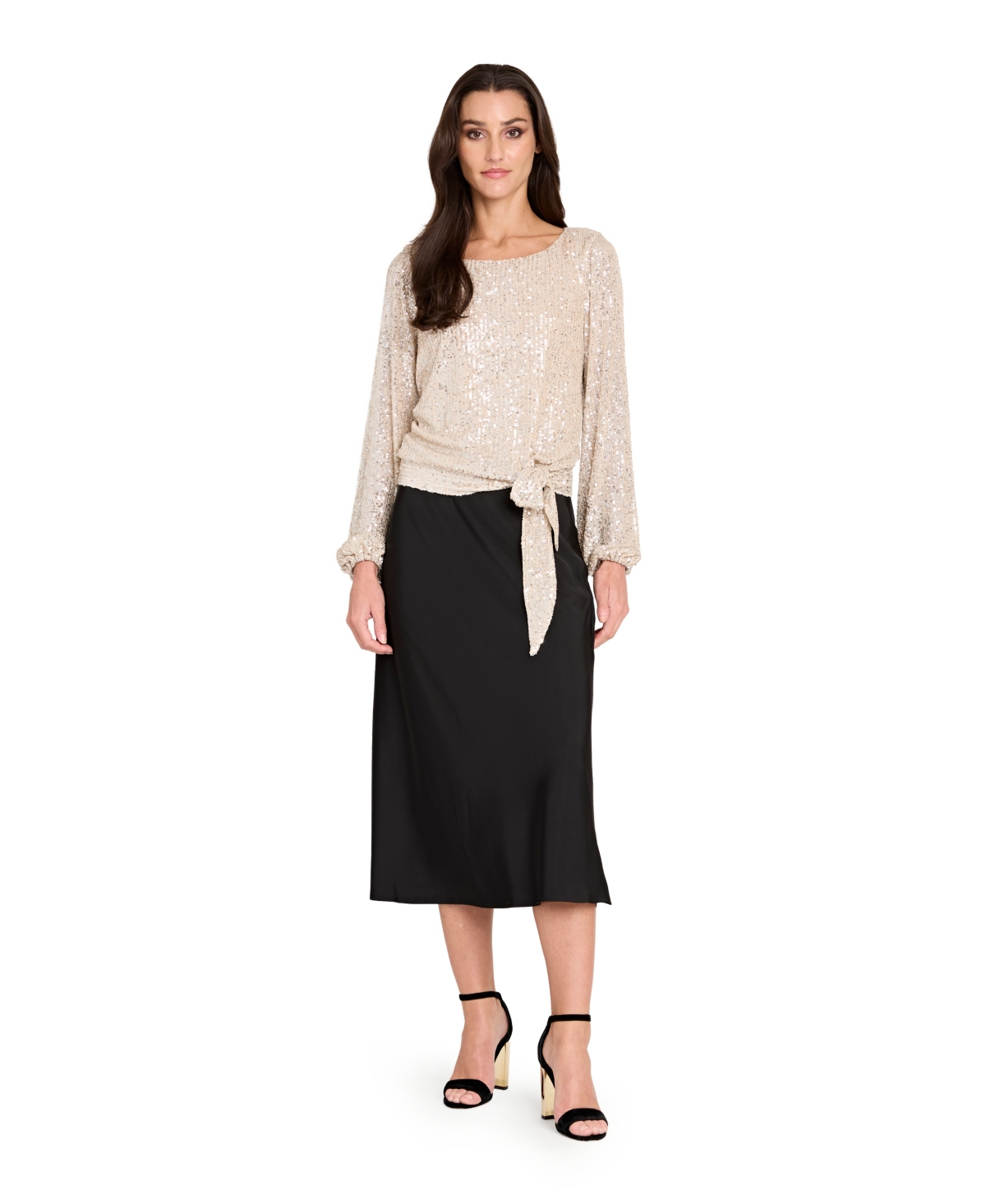 Tahari Asl Sequin Top In Silver