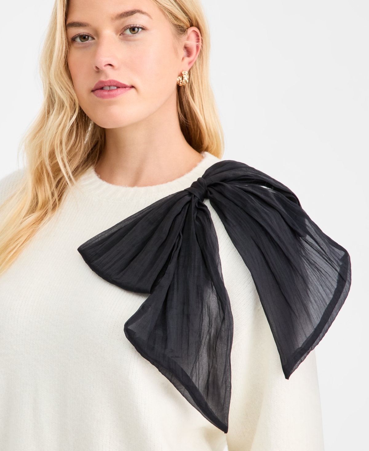 On 34th Women's Long-sleeve Bow Sweater, Macy's Exclusive In White