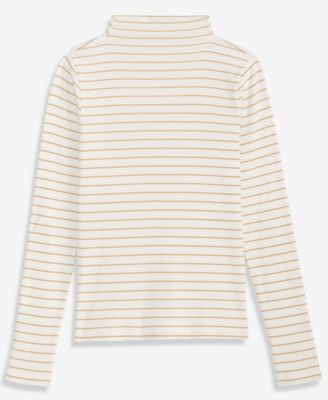 Women's Knit Long-Sleeve Funnel-Neck Lurex Striped Top, Macy's Exclusive