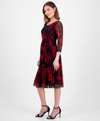 Women's Printed Mesh A-Line Dress