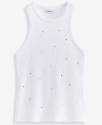 Women's Embellished Ribbed Knit Sleeveless Top, Macy's Exclusive