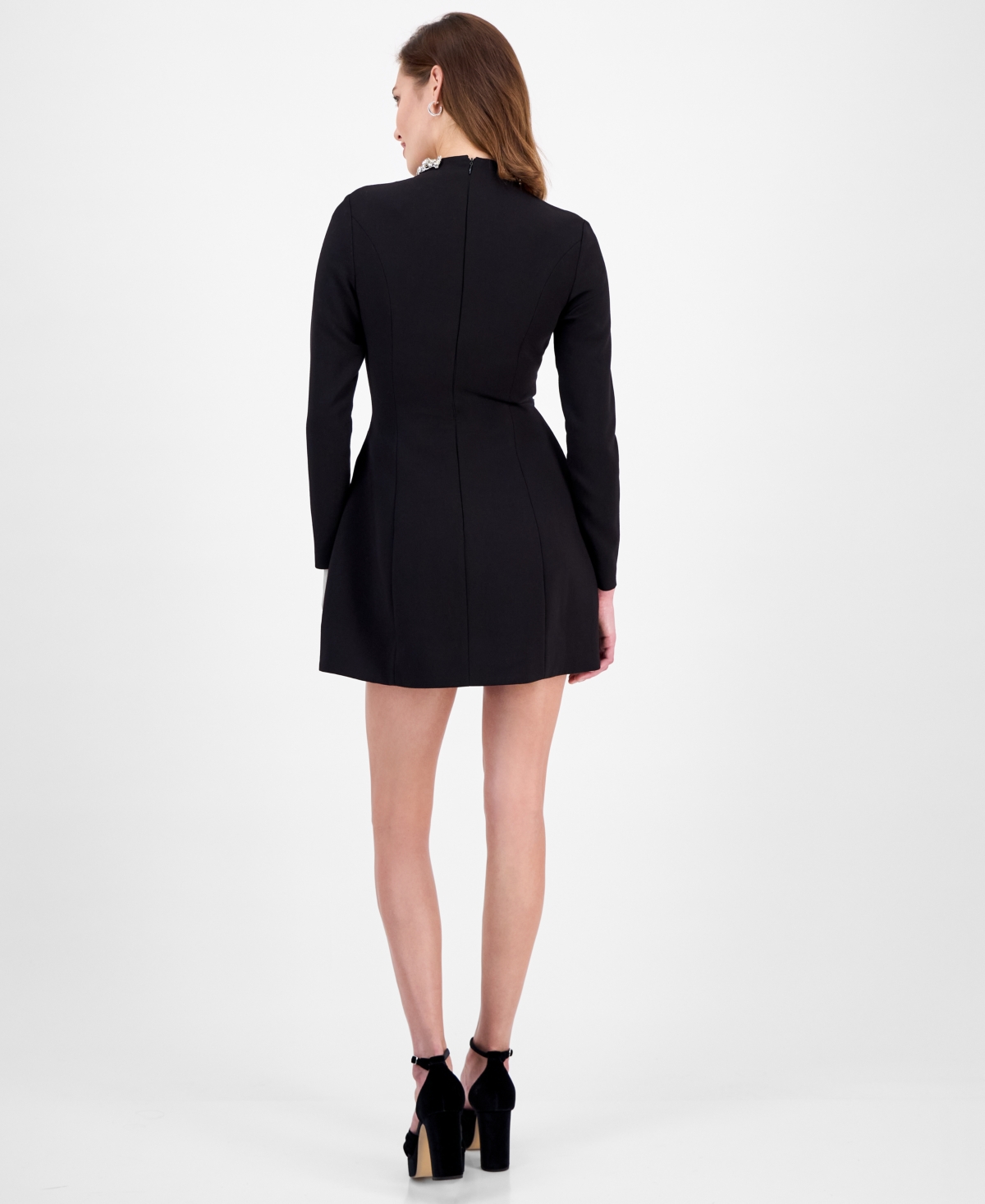 Bardot Delphi Embellished Long Sleeve Minidress In Black