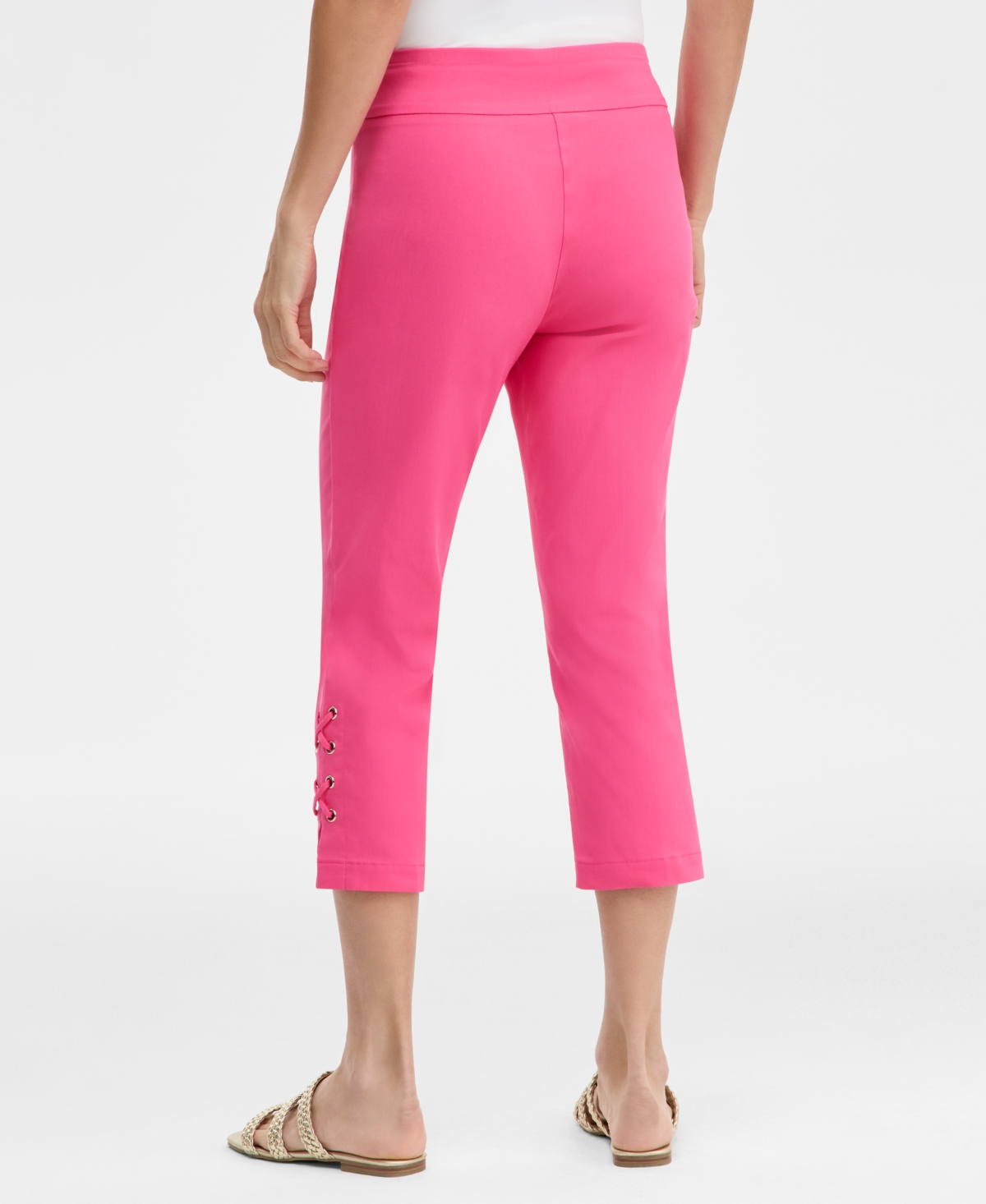 Jm Collection Women's Side Lace-Up Pull-On Capri Pants, Created for Macy's