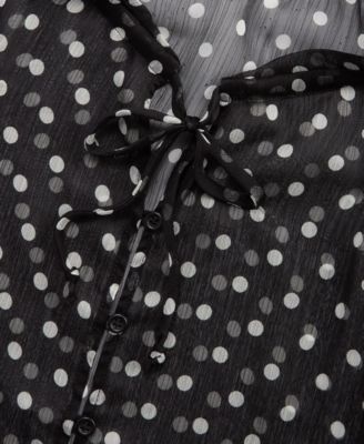 Women's Blouson-Sleeve Split-Neck Button-Front Blouse, Macy's Exclusive