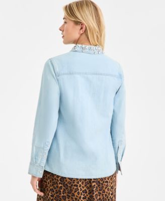 Women's Embellished Collar Denim Shirt, Macy's Exclusive