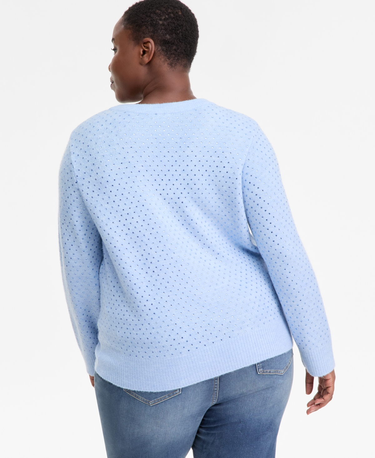 I.n.c. International Concepts Plus Embellished V-Neck Sweater, Macy's Exclusive