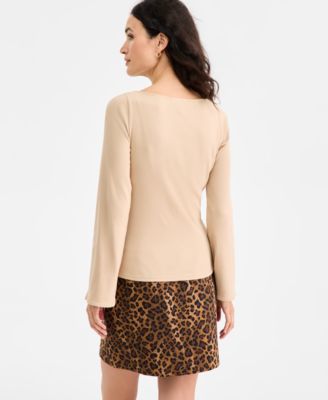 Women's Knit Boat-Neck Bell-Sleeve Top