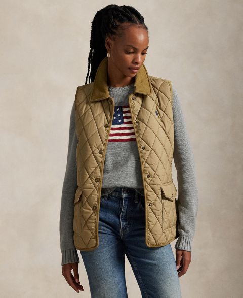 Женские жилеты Polo Ralph Lauren Women's Corduroy-Trim Quilted Vest