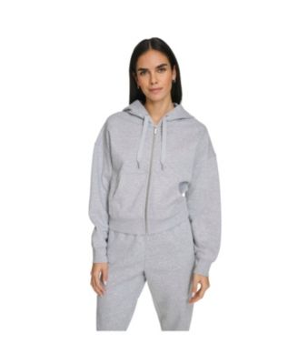 Calvin Klein - Women's Fleece Crop Zip-Front Long-Sleeve Hoodie