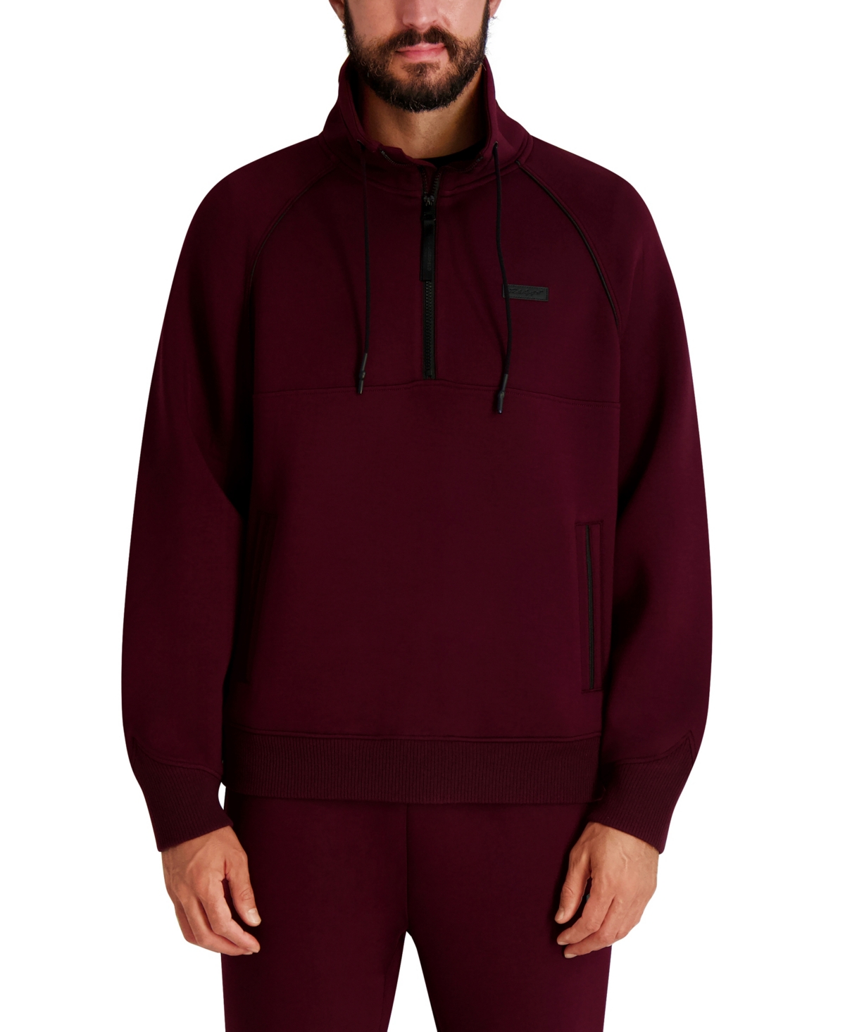 Karl Lagerfeld Paris Men's Stand Collar Half-Zip Sweatshirt