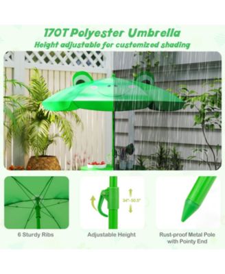 Kids Picnic Table & Chair Set with 2 Folding Chairs & Height Adjustable Umbrella