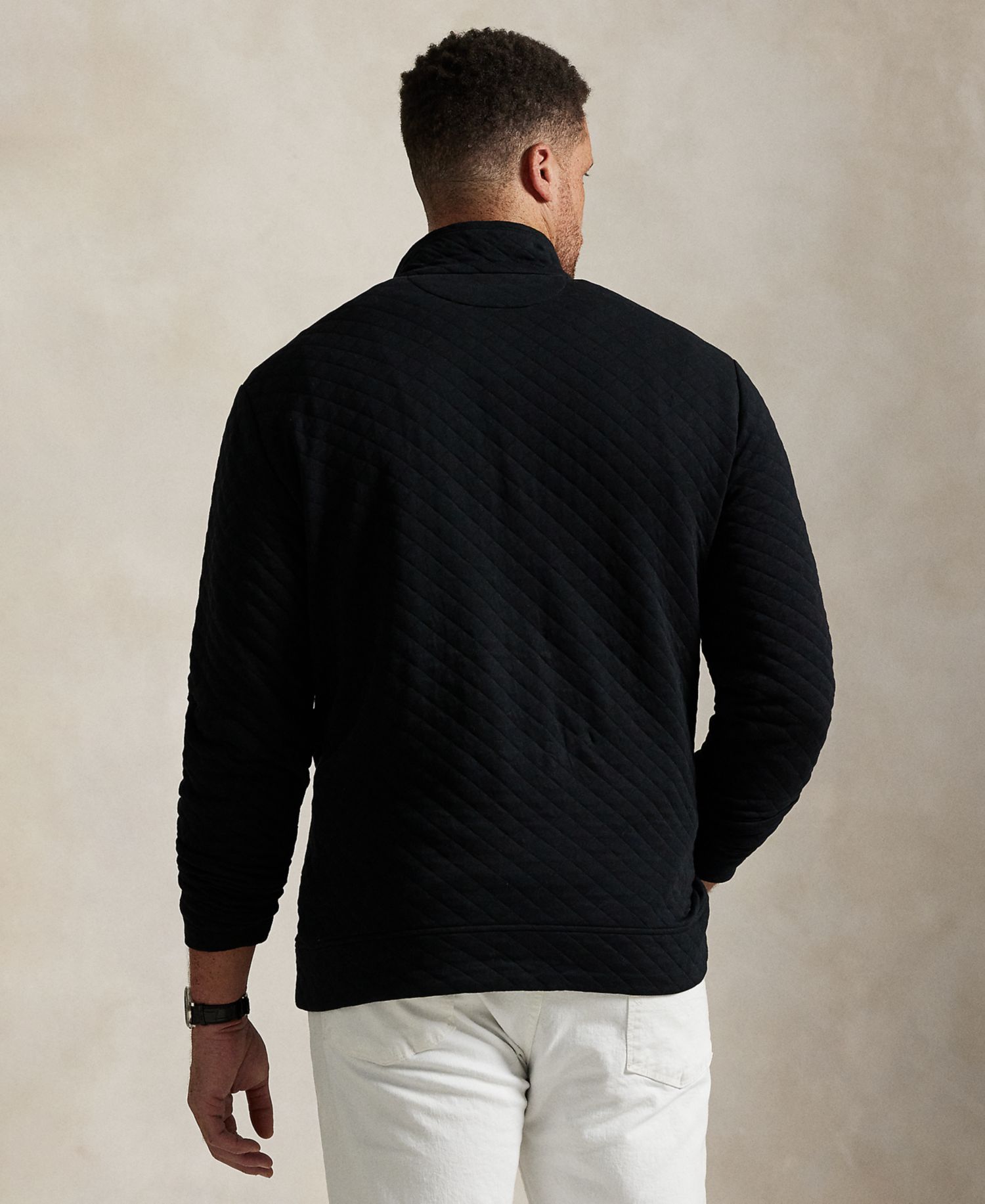 Men's Big & Tall Long-Sleeve Quilted Sweater
