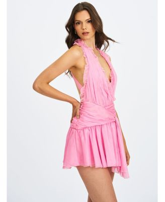 Women's Odelle Tulip Pink Crinkle Chiffon Wrap Dress