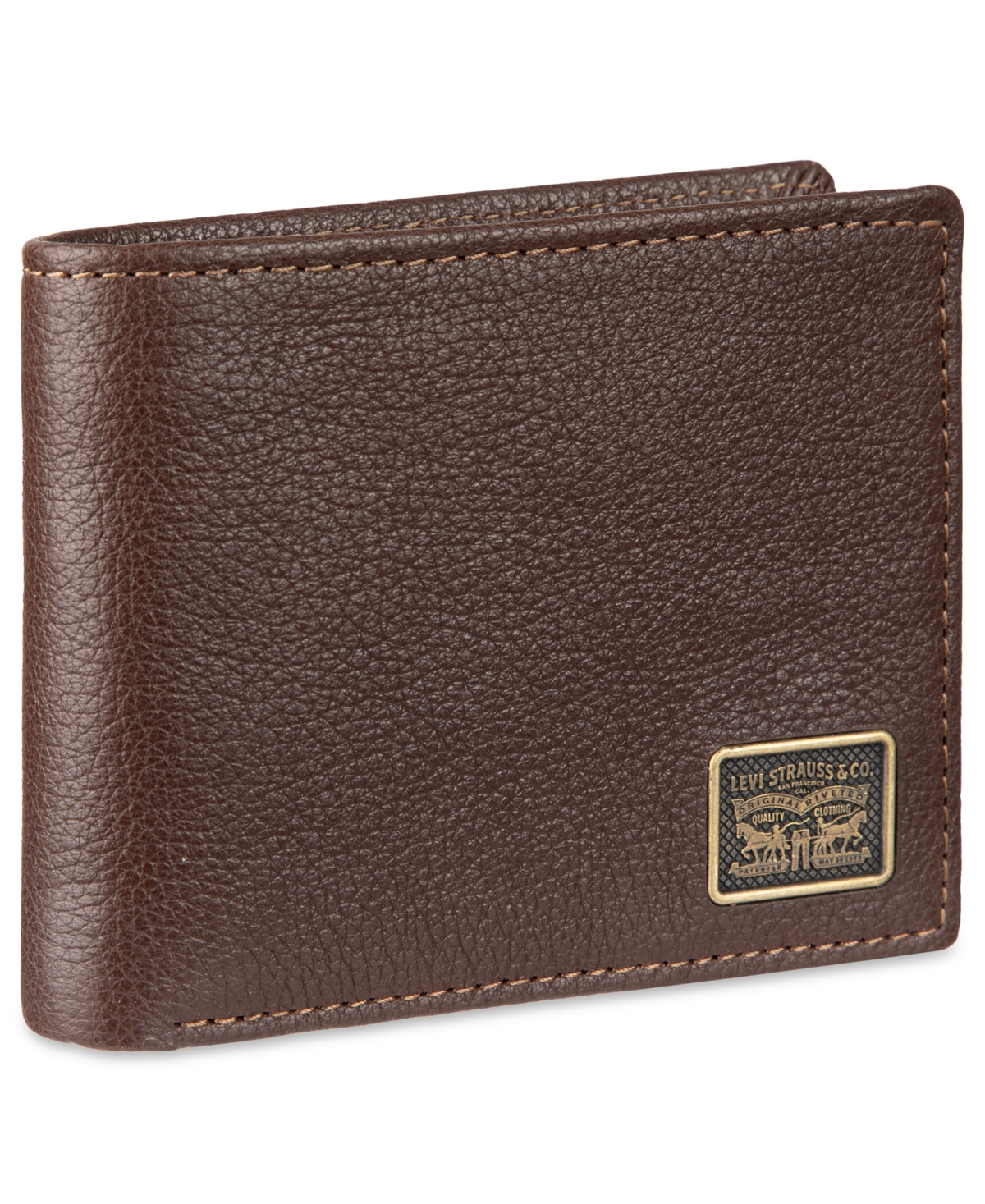 Levi's Men's Bill Divider And Ornament Passcase Wallet In Black