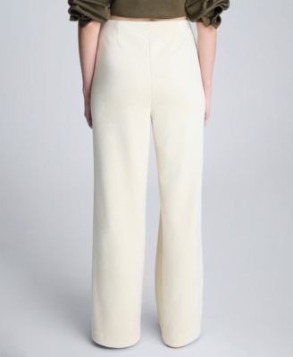 Women's Faux Suede High Rise Hollywood Waist Wide Pants