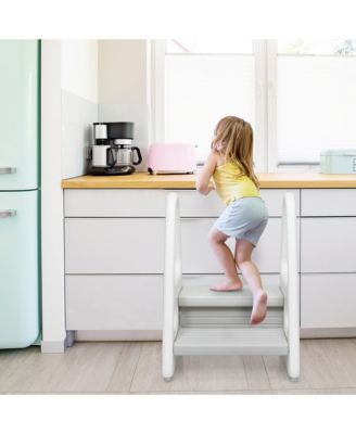 Toddler Step Stool Learning Helper w/Armrest for Kitchen Toilet Potty Training