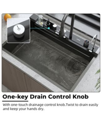 31.5-Inch Drop-In Single Bowl 304 Stainless Steel Kitchen Sink, Pull-Down Faucet Kitchen Set