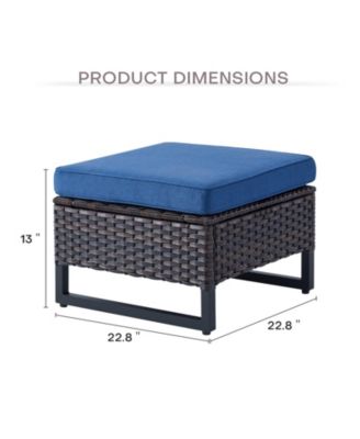 U-Frame PE Wicker Outdoor Ottoman with Olefin Cushions (Set Of 2)