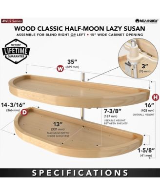 35" Lazy Susan Half-Moon Shaped 2-Shelf Turner, 4WLS882-35-570