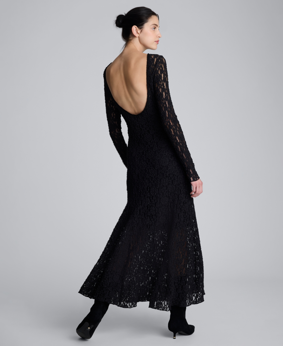 Kenneth Cole Scoop Back Stretch Lace Maxi Dress In Multi
