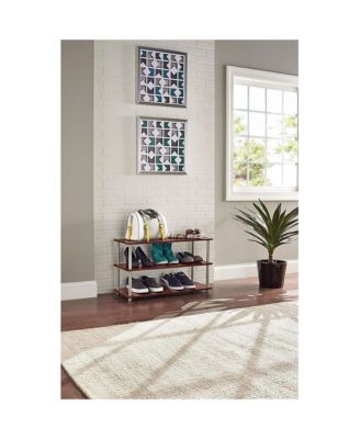 501500 3-Tier Shoe Organizer for 12 Pairs of Shoes, Cherry Finish