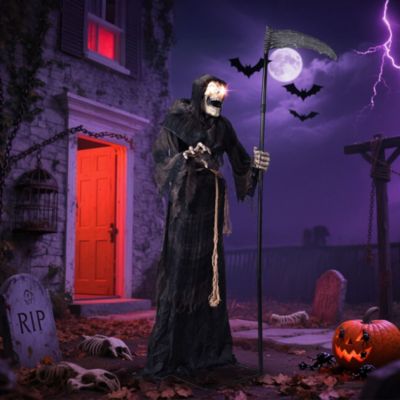 Halloween Grim Reaper 6FT Animated with Scythe Motion Activated AC 100V-240V Yard Haunted House Decor 2025
