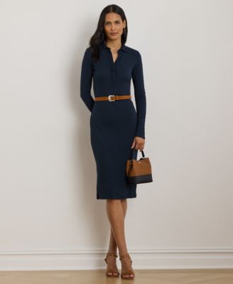 Lauren Ralph Lauren - Petite Rib-Knit Cotton-Blend Polo Dress