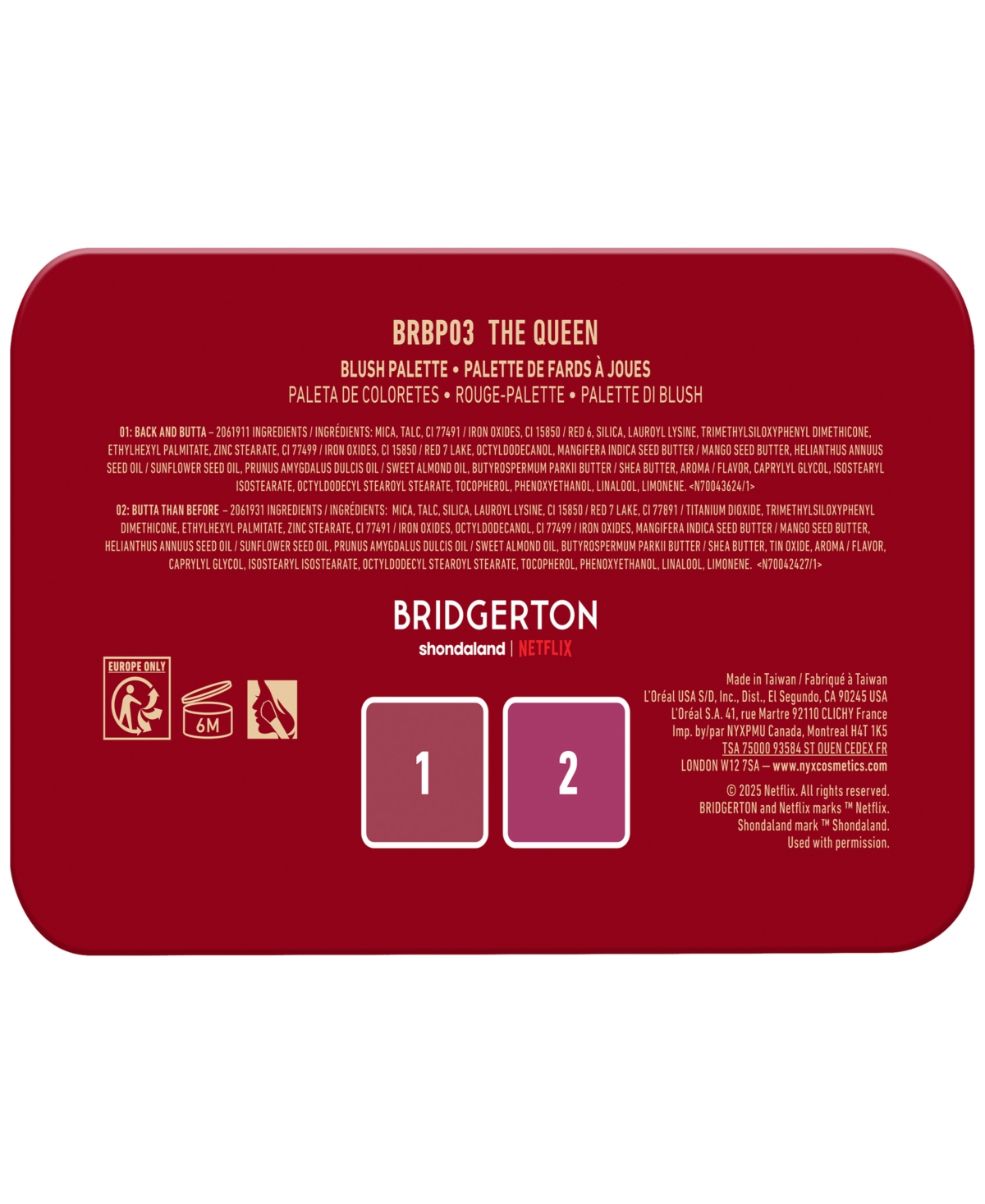 Nyx Professional Makeup Buttermelt Bridgerton Blush Palette