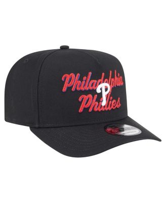 Men's Black Philadelphia Phillies Chainstitch 9FIFTY A-Frame Snapback Hat