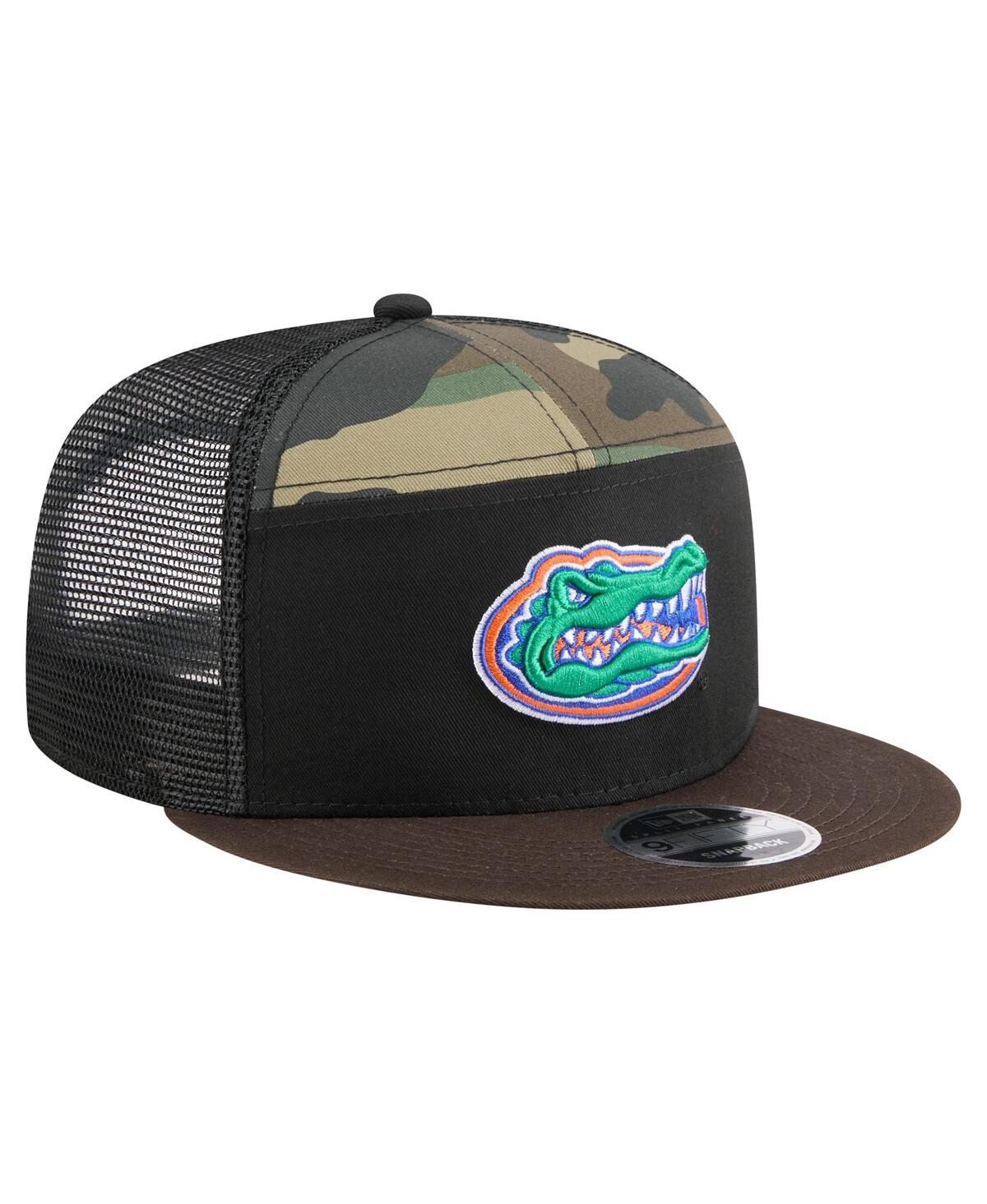 New Era Men's Camo/black Florida Gators Outdoor Wide Panel 9fifty Snapback Trucker Hat In Black