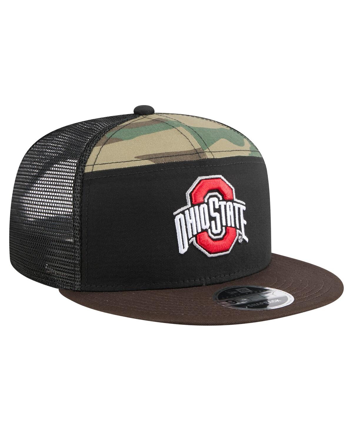 New Era Men's Camo/Black Ohio State Buckeyes Outdoor Wide Panel 9FIFTY Snapback Trucker Hat