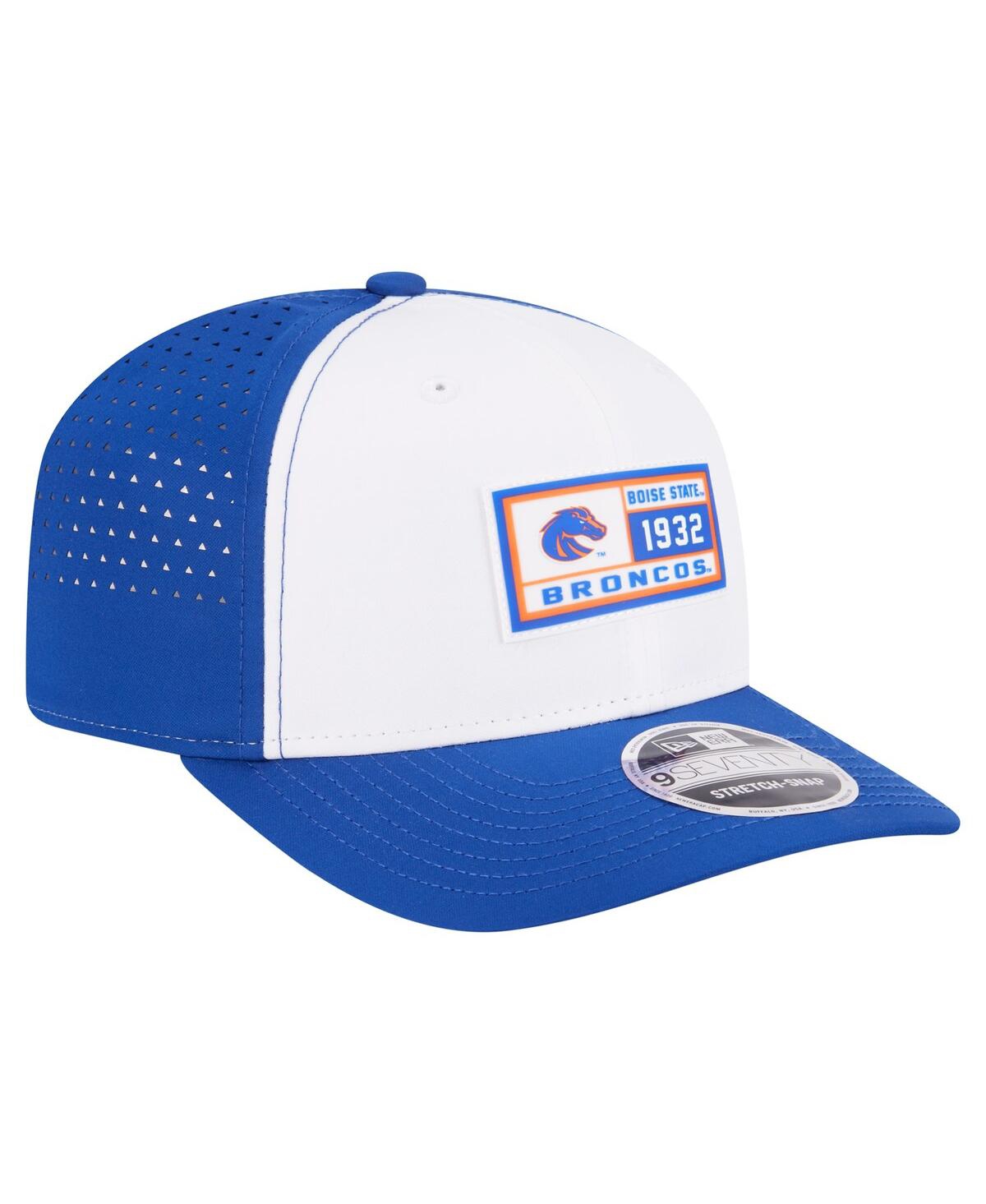 New Era Men's White/royal Boise State Broncos Perforated Patched 9seventy Adjustable Hat In Blue
