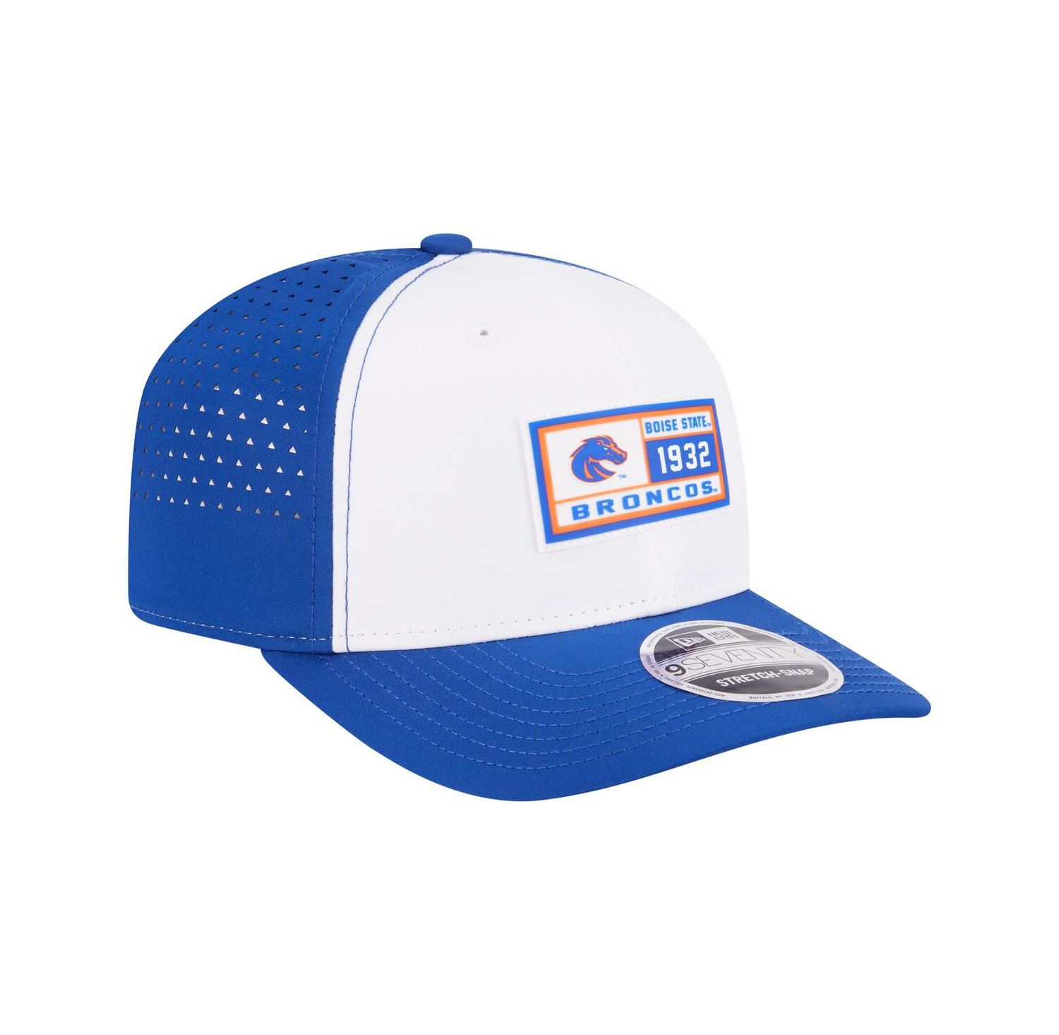 Men's White/Royal Boise State Broncos Perforated Patched 9SEVENTY Adjustable Hat