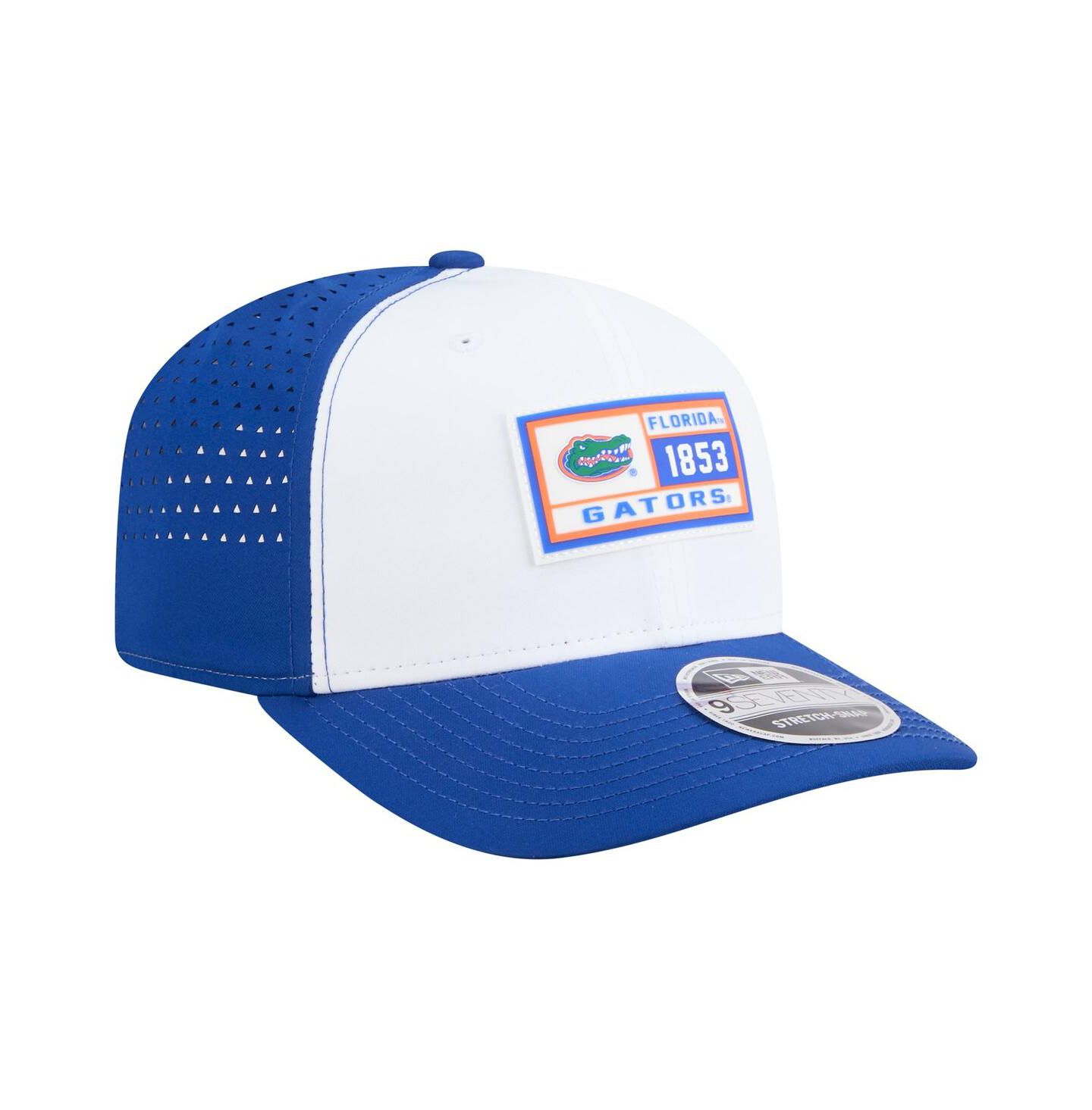 Мужская кепка New Era White/Royal Florida Gators Perforated Patched 9SEVENTY Adjustable Hat — фото 4