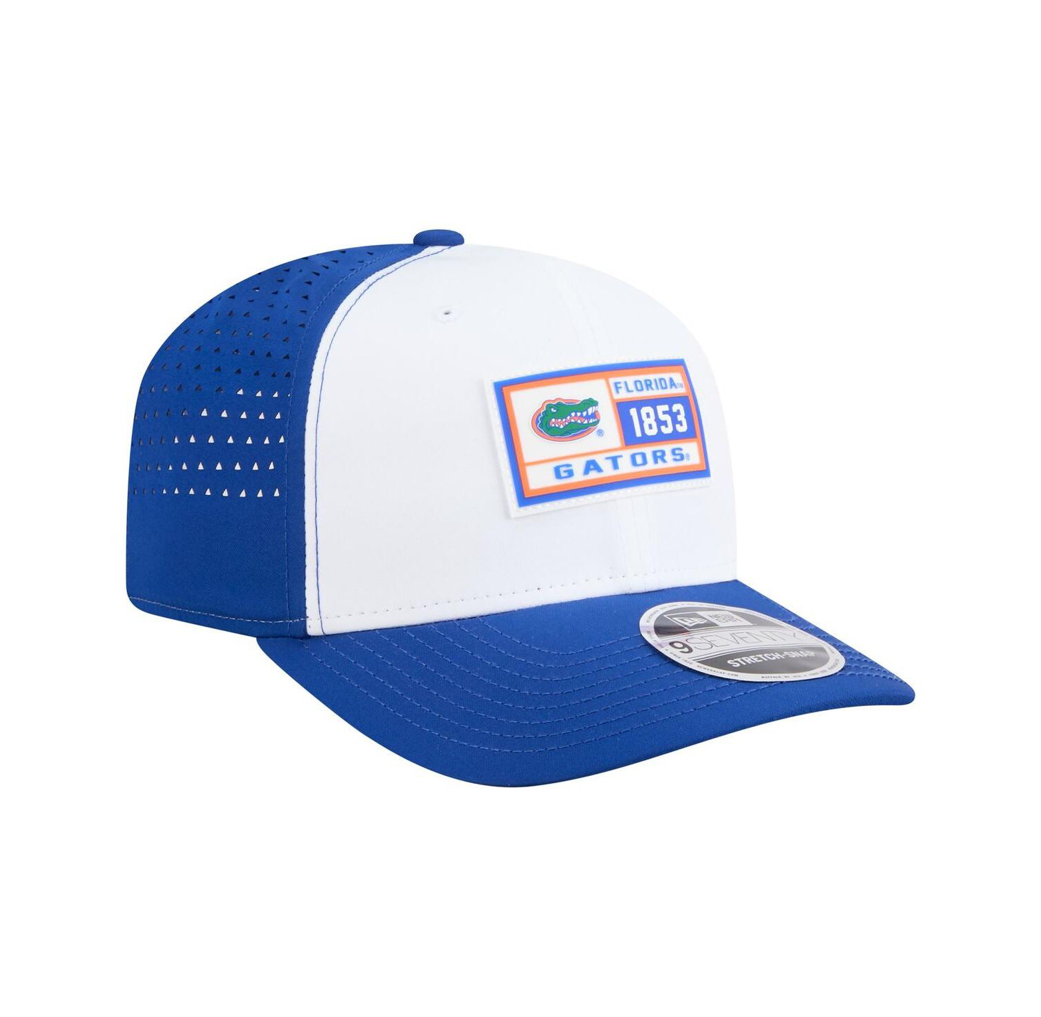 Men's White/Royal Florida Gators Perforated Patched 9SEVENTY Adjustable Hat