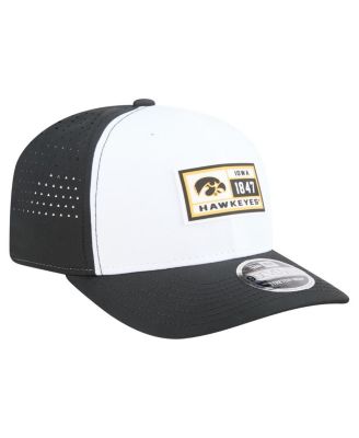 Men's White/Black Iowa Hawkeyes Perforated Patched 9SEVENTY Adjustable Hat