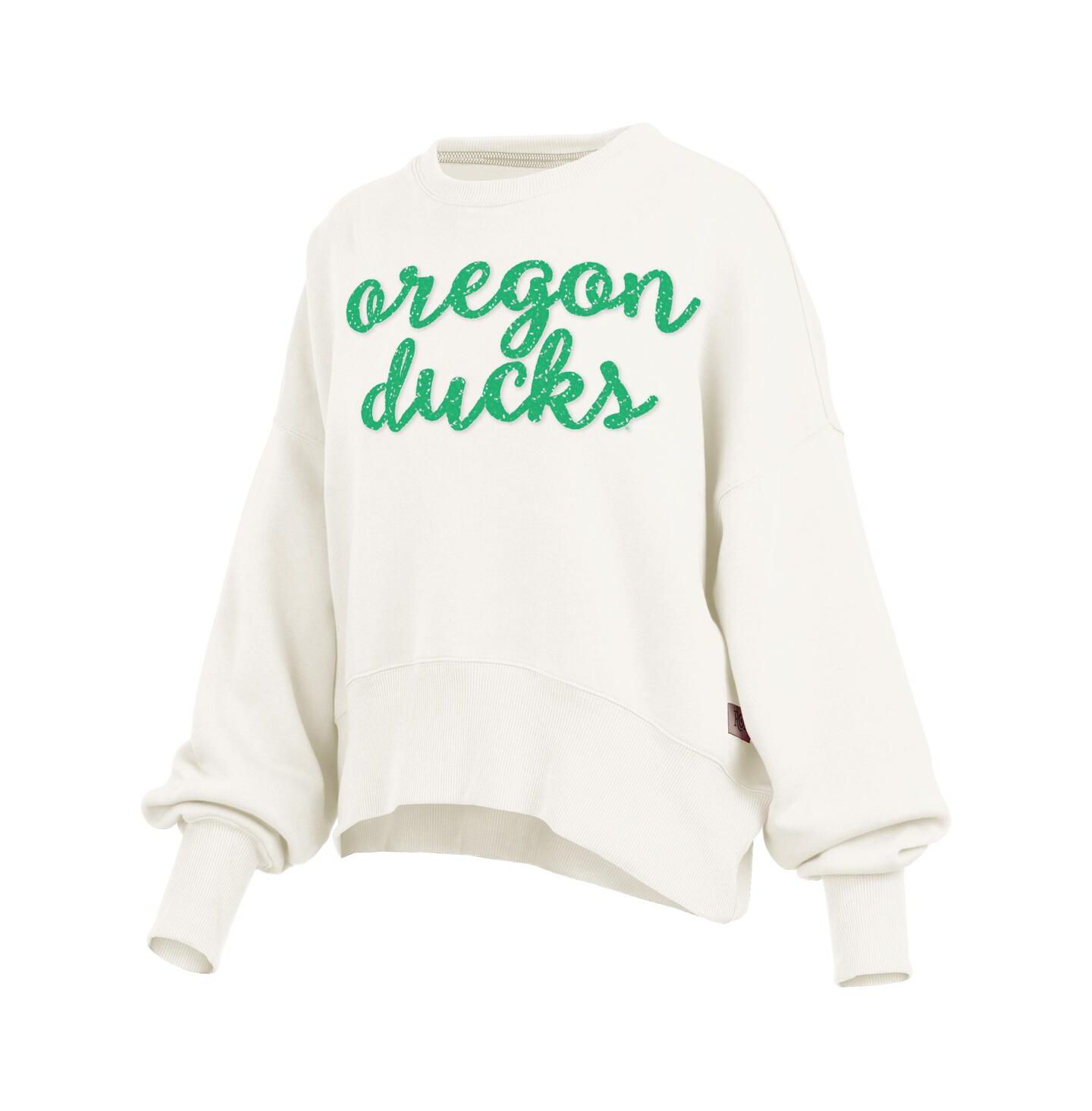 Женская толстовка Pressbox Cream Oregon Ducks Oversized Chelsea Waist Length Pullover — фото 3
