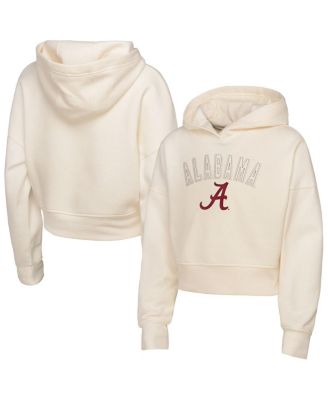 Outerstuff - Big Girls Cream Alabama Crimson Tide Oversized Blitz Cropped Pullover Hoodie