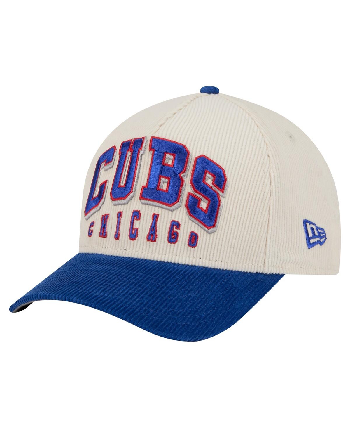 New Era Men's Cream/royal Chicago Cubs Sided Corduroy 9forty A-frame Adjustable Hat In Neutral