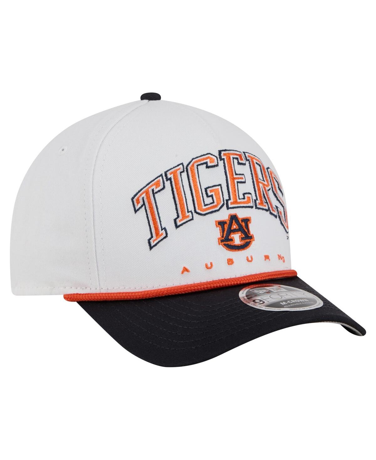 New Era Men's White/navy Auburn Tigers Arch Two-tone Rope 9forty A-frame M-crown Adjustable Hat In Black