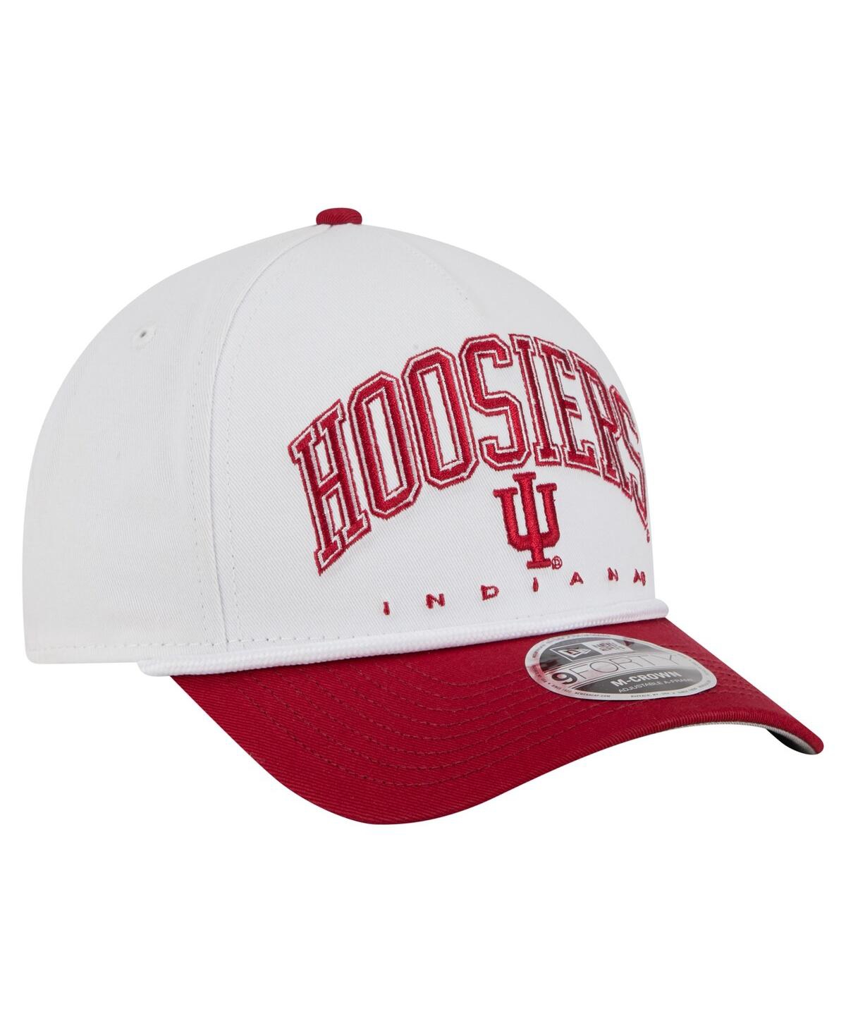 New Era Men's White/crimson Indiana Hoosiers Arch Two-tone Rope 9forty A-frame M-crown Adjustable Hat In White