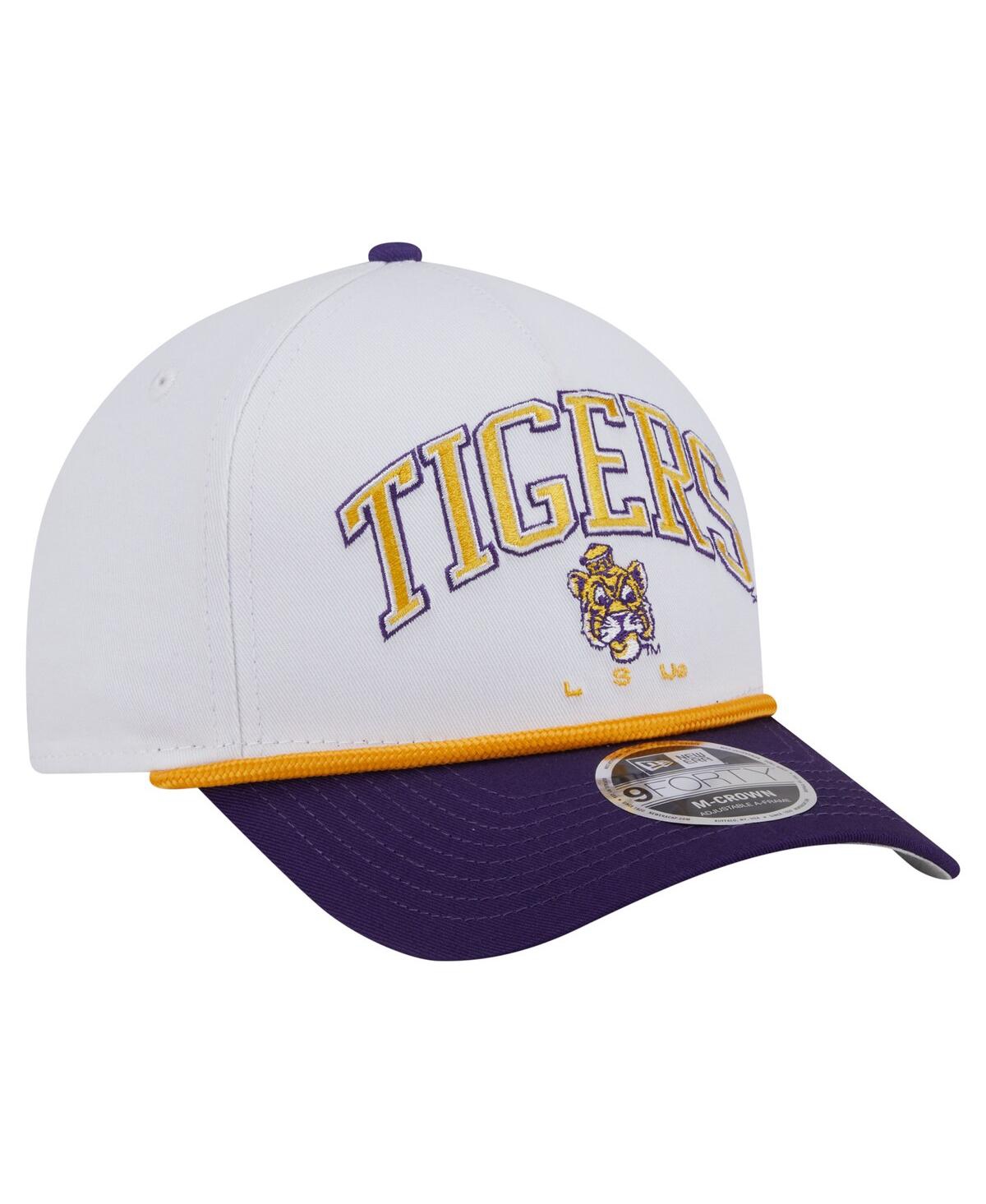 New Era Men's White/purple Lsu Tigers Arch Two-tone Rope 9forty A-frame M-crown Adjustable Hat In White