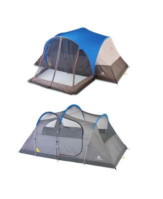 8 Person 3 Season Easy Up Camping Dome Tent with Rainfly & Porch, Blue